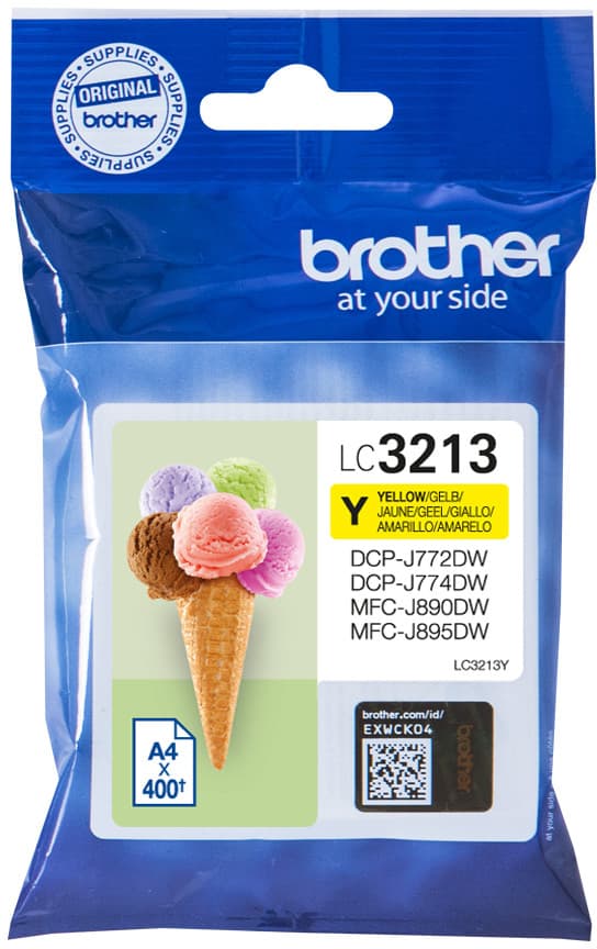 ראש דיו צהוב מקורי Brother LC-3213Y מיכל עד 400 דפים