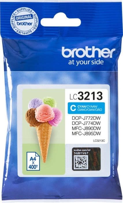 ראש דיו כחול מקורי Brother LC-3213C מיכל עד 400 דפים