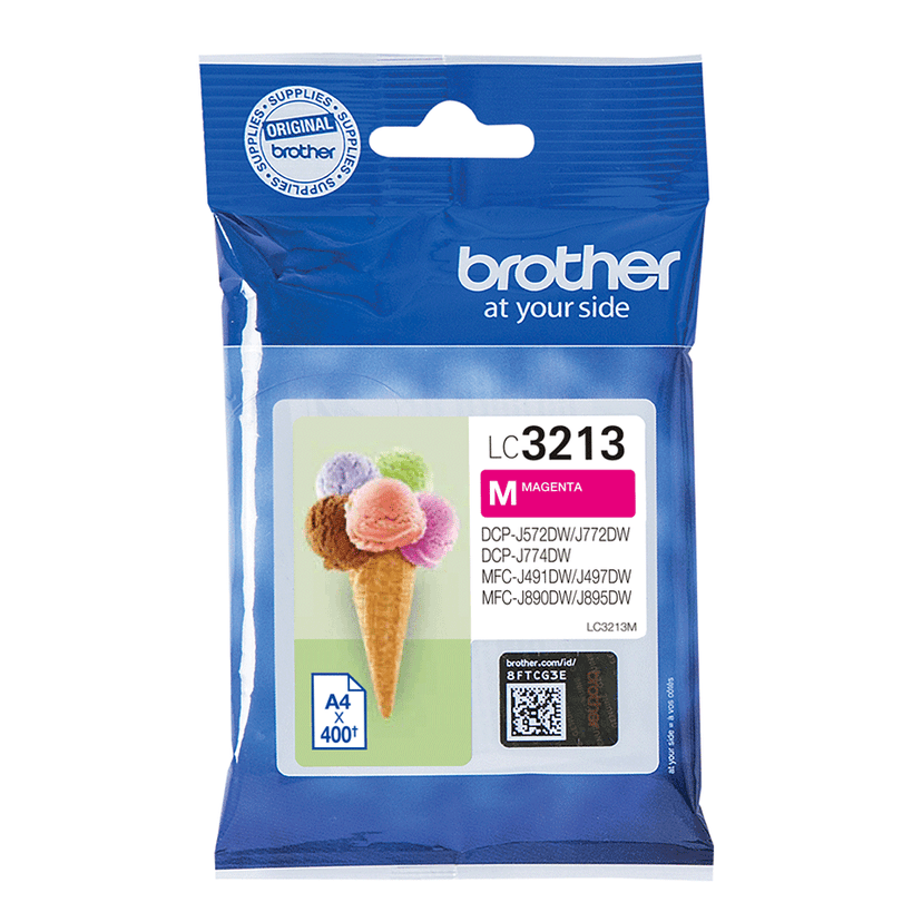 ראש דיו אדום מקורי Brother LC-3213M מיכל עד 400 דפים